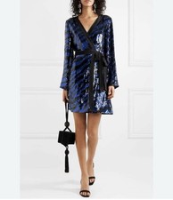 Rixo London Dress Sz L Maria Sequin Tiger Wrap Mini
