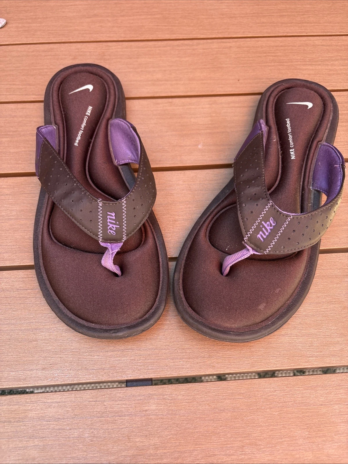 Sandalo infradito Nike donna comodo plantare taglia 11 marrone viola perizoma