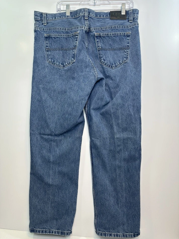 IZOD 牛仔经典版型男式蓝色牛仔直筒 38x32 100% 棉 — 第 3/4 张图片