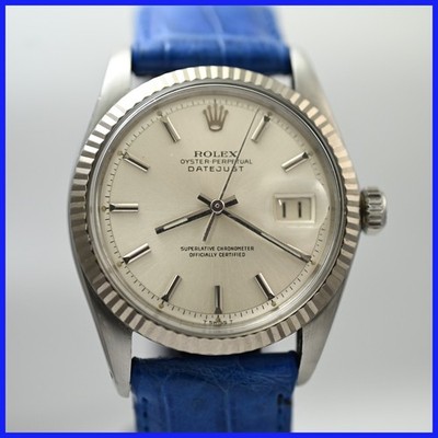 VINTAGE ROLEX OYSTER DATEJUST 1601 SILVER TONE DIAL 14K GOLD SS MEN WATCH