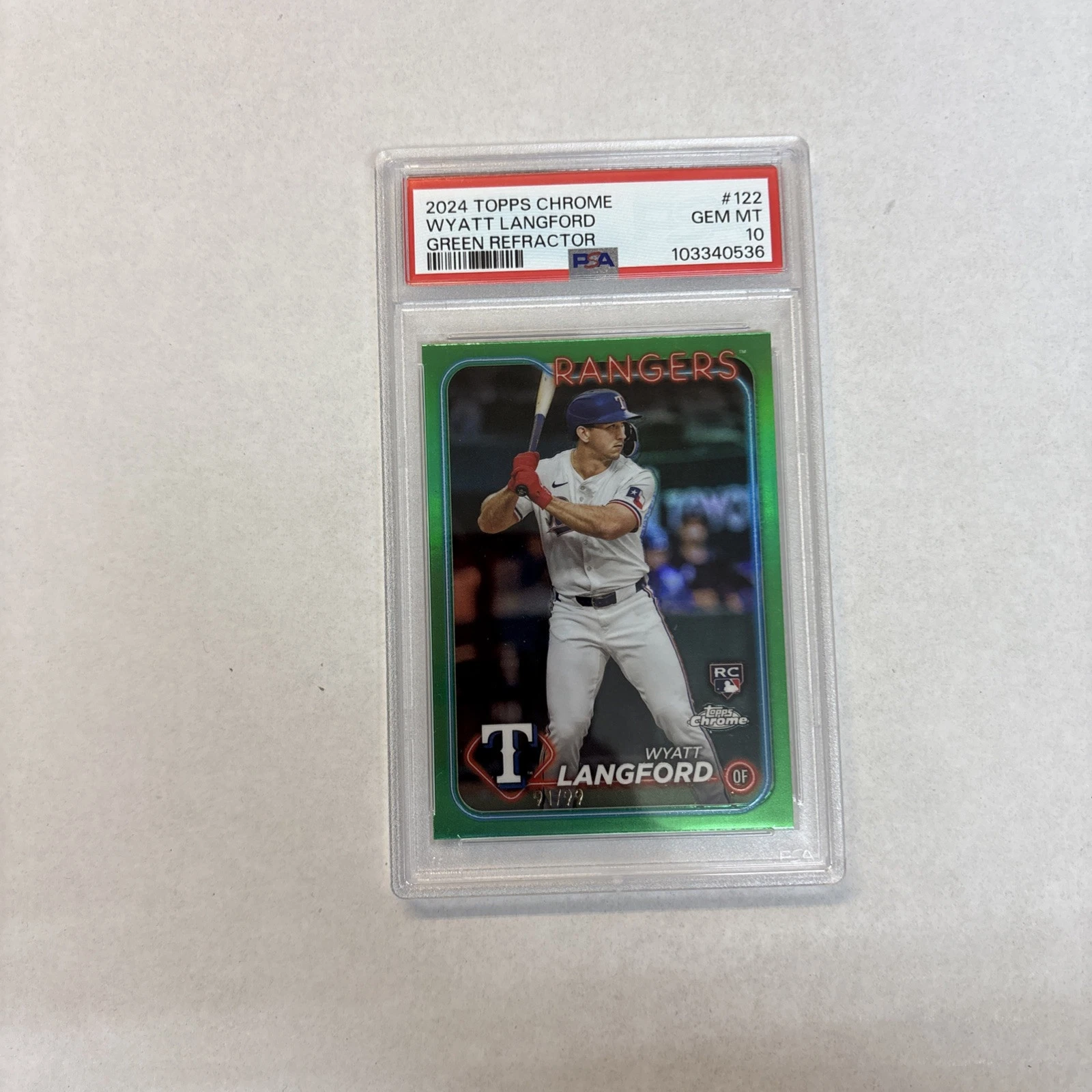 Deal for 2024 Topps Chrome Wyatt Langford 122 Green Sonar Refractor /99 PSA 10 Rookie,RC