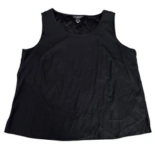Citron Santa Monica Collection Silk Sleeveless Tank Top Black Minimalist Size 1X