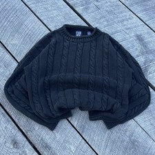 Vintage 80s Gap Cable Knit Sweater Size Medium Black Cotton