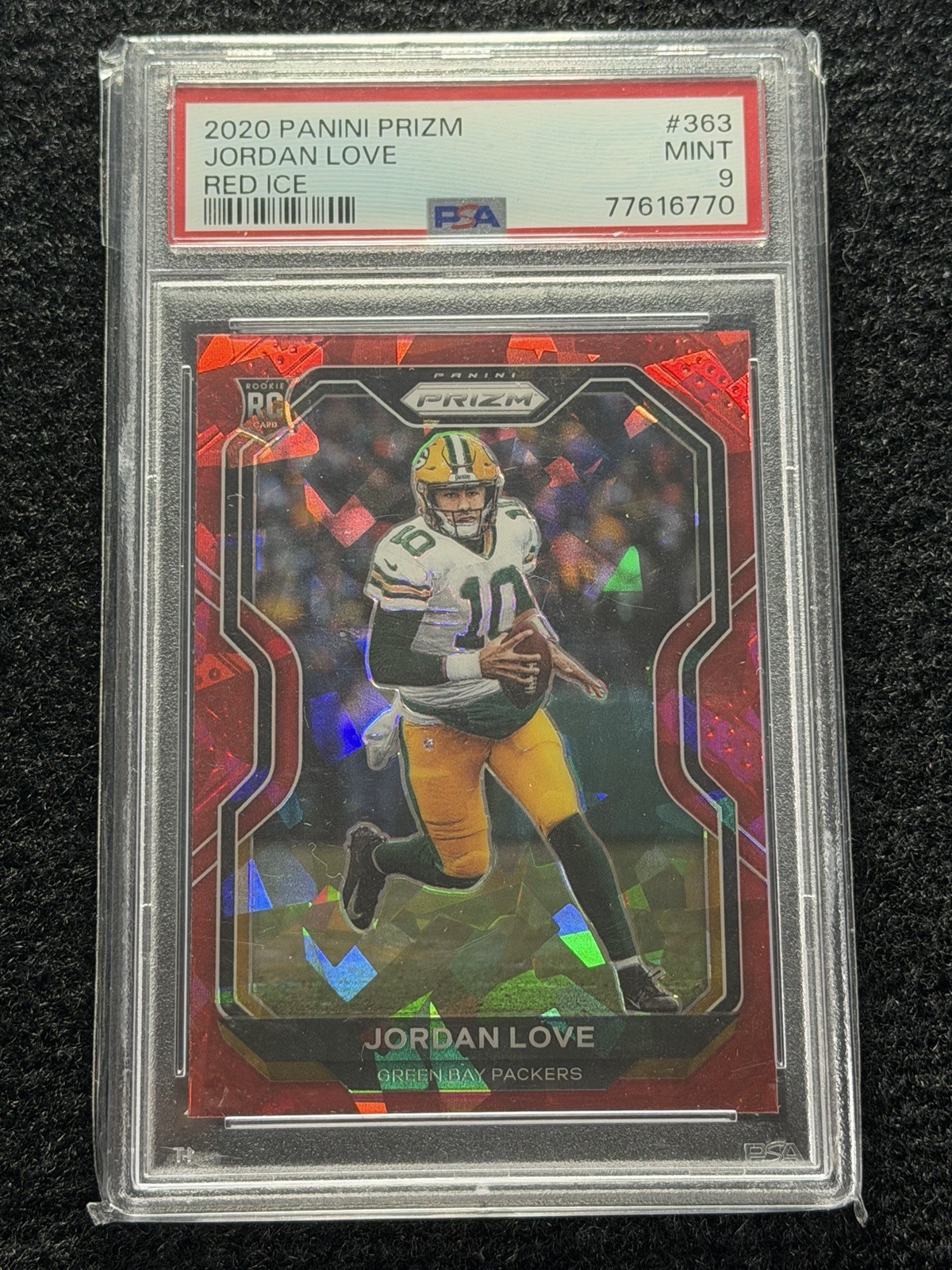 JORDAN LOVE 2020 Panini Prizm Red Ice Prizm #363 Rookie PSA 9