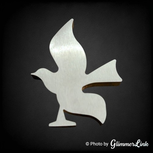 Statuina vintage bicolore colomba uccellino in volo Cressona compagnia alluminio - Foto 6 di 9