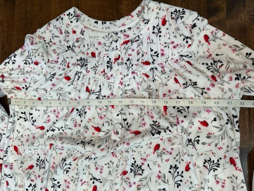 Aria Collection M Soft Velour Nightgown Red Birds/Cardinals Minky Soft Pajamas - Picture 9 of 10