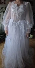 Weißes Brautkleid A-Linie V-Ausschnitt Langa...