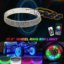 LED Wheel Lights 17.5'' RGB Color Changing For Car Truck Bluetooth APP + Remote