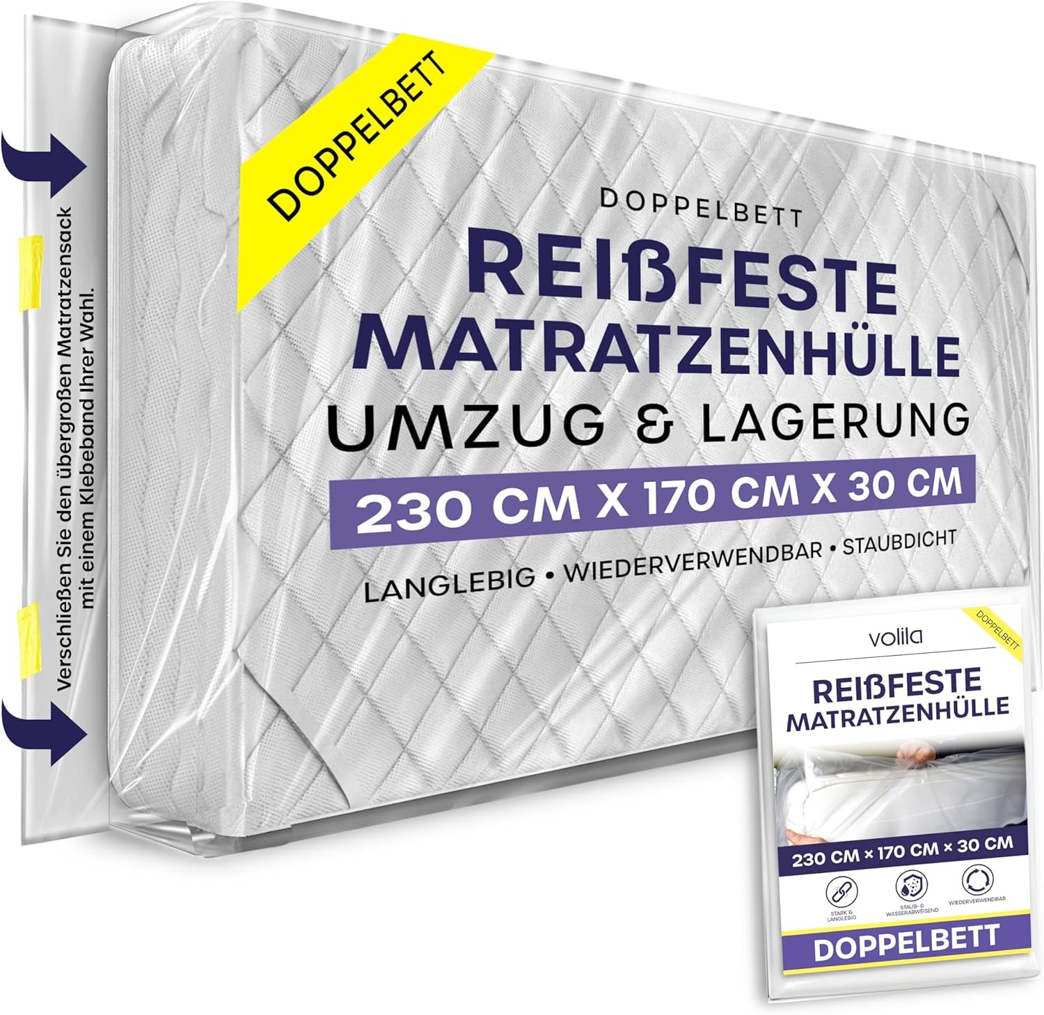 Double Matratzenhlle 1 Packung Wasserdichter Matratzenschoner fr den Umzug 4690₽