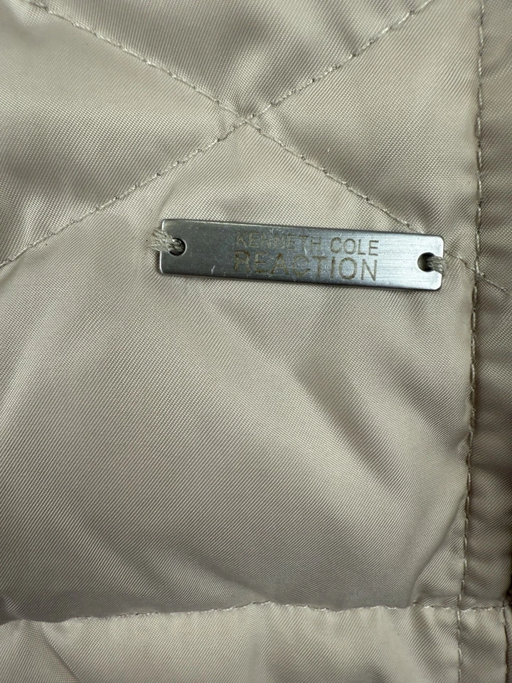 Abrigo acolchado largo Kenneth Cole Reaction para mujer talla mediana capucha de piel sintética A124 Foto 4 de 4