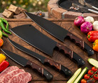 Pack of 4 Custom Handmade Chef Knife Set Wood Handle Kitchen Knives Leather Roll — photo 2