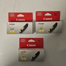 Lot Of 3 Canon Pixma 251Y Yellow Genuine Ink Cartridge CLI-251 New Sealed