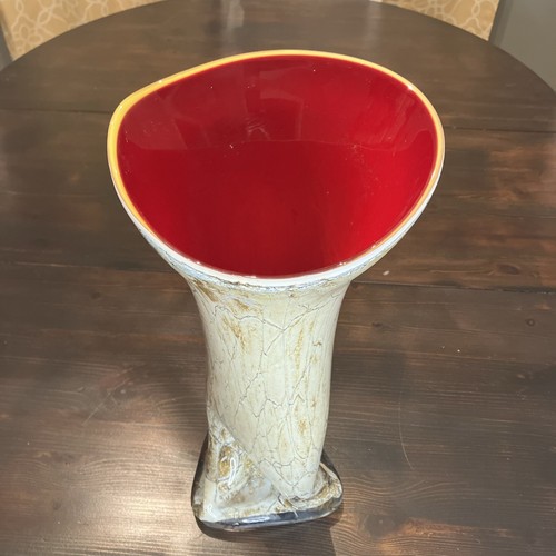 Vintage Krosno Jozefina Vase Hand Blown Art Glass Poland Neutral 17" x 7.5" - Picture 3 of 10