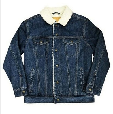 CPK denim sherpa lined, insulated trucker jacket, dark blue, size L***