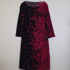 Chaps Black & Red Floral Midi Dress 22W
