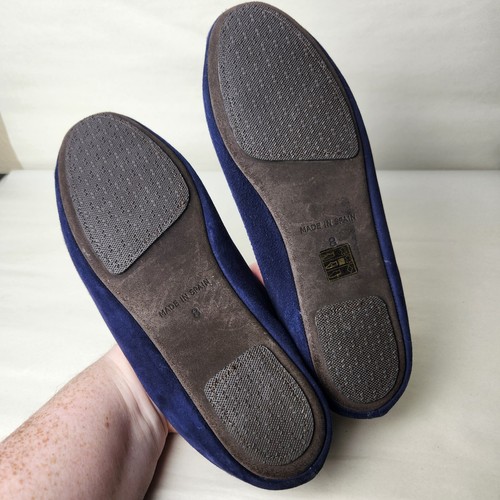 Jacques Levine Women's Slippers Flat Shearling Suede Blue Size 8 - Picture 8 of 8