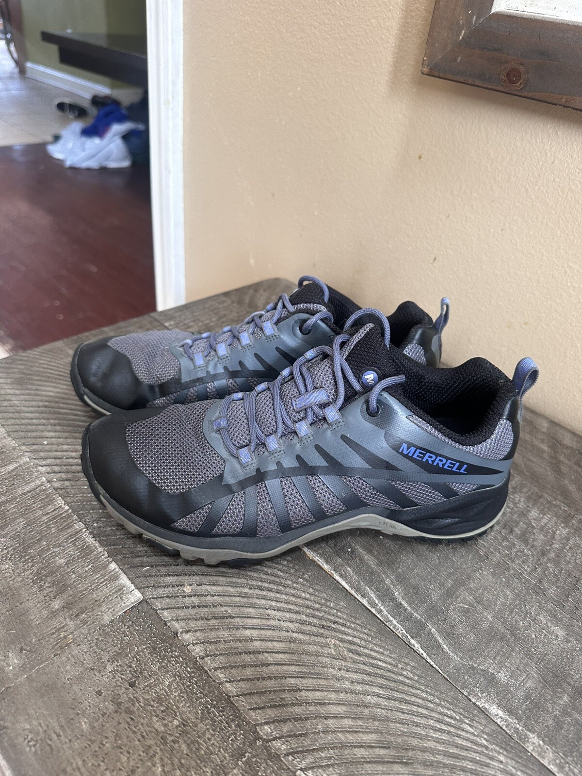 Scarpe da trekking Merrell donna 8 M bordo sirena nero grigio trail running J4136