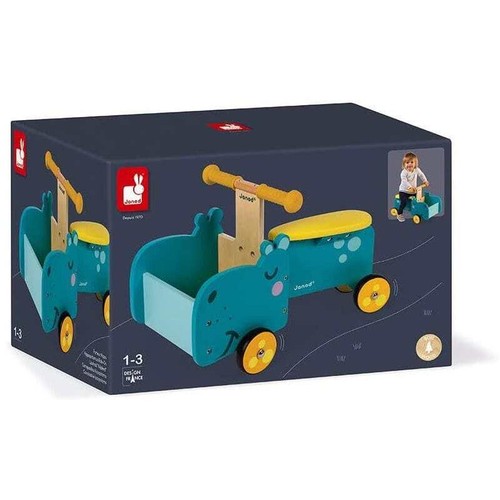 Janod Hippopotamus Ride-On Children Kids Toddler Wooden Toy Activity 12M+ NEW - Picture 7 of 7