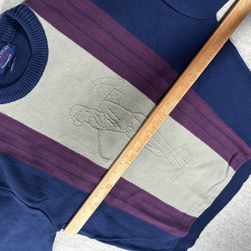 Vintage Sutter & Grant Golf Sweater Men L Navy Blue Striped Pullover 80s 90s - Picture 5 of 8