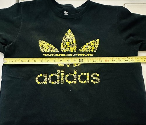 Adidas Originals Emojifoil Trefoil T-Shirt Black/Yellow Men's Large Pre-Owned - Picture 6 of 7