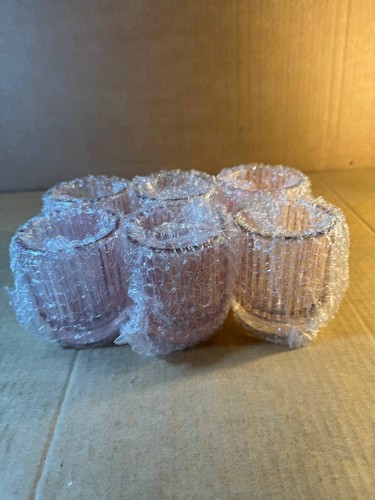 Blush Pink Vintage Ribbed Glass Tealight Votive Candle Holders by Kate Aspen (Se - Picture 8 of 9