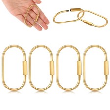 4 Pcs Brass Screw Lock Keychain, Durable Brass Screw Lock Clip Key Chain Ring...