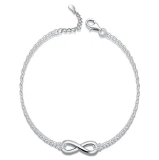 Adjustable 10" Silver Stainless Steel Infinity 8 Anklet Foot Ankle Chain PE14