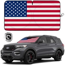 Foldable Car Windshield Sun Shade Cover Front Window Uv Block Shield Usa Flag