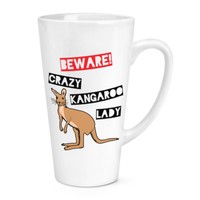 Beware VerrüCkte KäNguru Damen 483Ml Groß Latte Becher Tasse - Lustig Australien