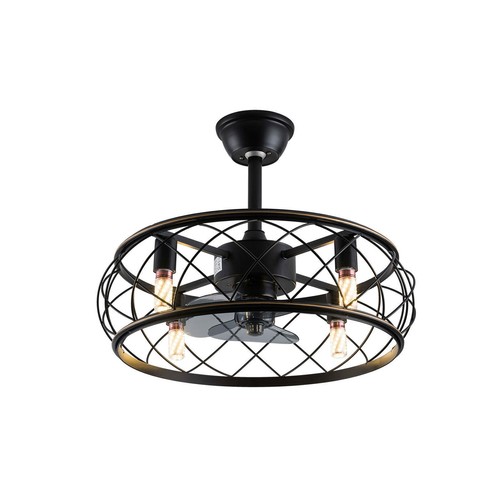 18" Ceiling Fan Light Farmhouse Cage Chandelier Pedant Lamp with Remote Control - Picture 4 of 12