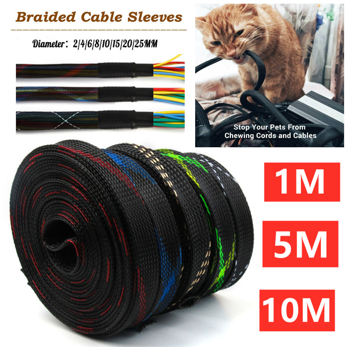 Latest Price In Bangladesh BD: Nylon 6mm Expandable Braided Sleeve For Wire Protection-1feet Length - Foto 2