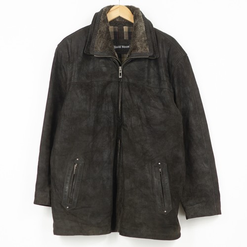 David Moore Leather Jacket Brown Collar 