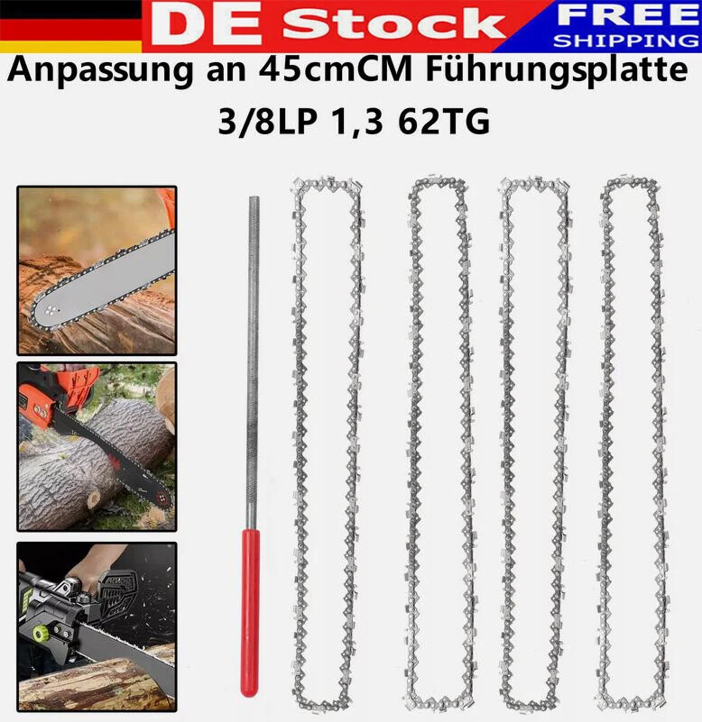 MARKENLOS 4 Sägeketten kompatibel mit Scheppach 45cm CSH46 CSH 46 Kettensäge Sägekette DHL
