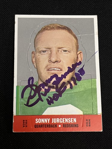 HOF SONNY JURGENSEN 1968 TOPPS STAND-UPS SIGNED AUTOGRAPHED CARD REDSKINS