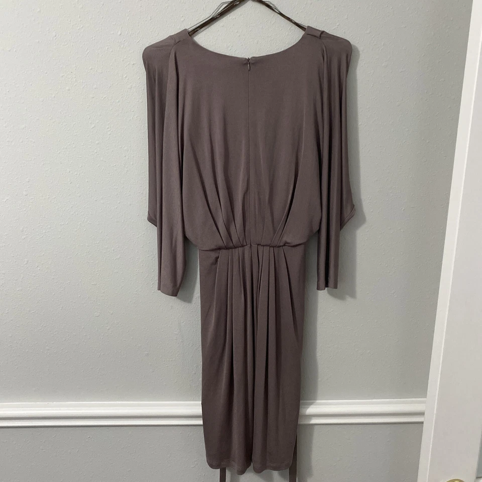 Suzi Chin for Maggy Boutique Sz 10 Brown Peasant Jersey Dress - Image 3 of 3
