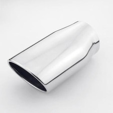 2.75 Od Inlet 6.3 Long Polished Stainless Steel Oval Exhaust Tip Rolled Out