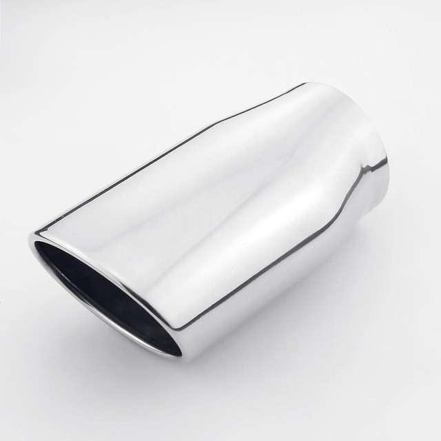 2.75" OD Inlet 6.3" Long Polished Stainless Steel Oval Exhaust Tip