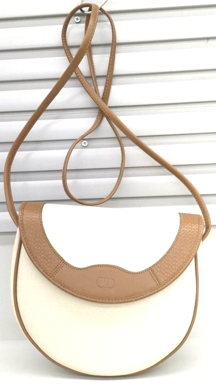 Sac bandoulière vintage Christian Dior ivoire beige cuir PVC