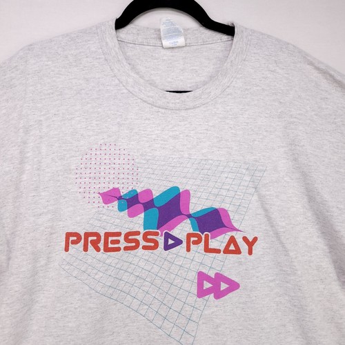 Port & Company Tshirt Press Play Mens Short Sleeve Gray Novelty Tee Shirt 2XL - Picture 4 of 12