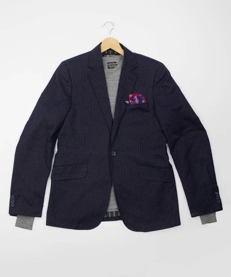 Blazer azul a rayas de algodón Scotch & Soda, EE. UU. 40, UE 50 Foto 2 de 4