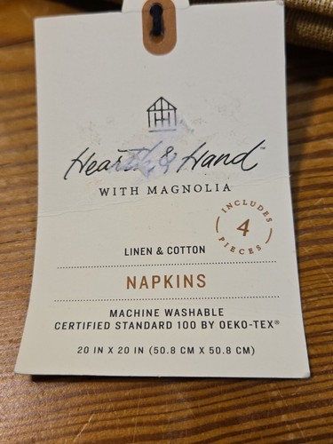 NEW 4pk Cross Dyed Napkins Golden Yellow Hearth & Hand Magnolia Linen Cotton - Picture 6 of 7