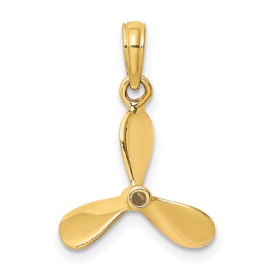 14K Yellow Gold 3-D w/ 3 Blades Propeller Pendant K8064