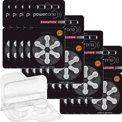 120 Power One Evolution Hörgerätebatterien m. Aufbewahrungsbox P13 20x 6er  
