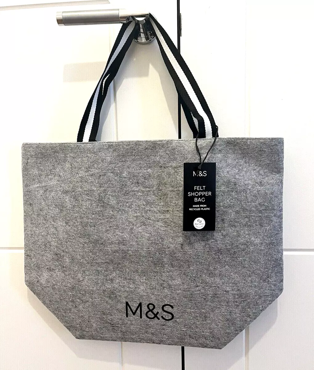 M S Grey Felt Large Shopping Tote Bag Premium with pockets Anti Bacterial