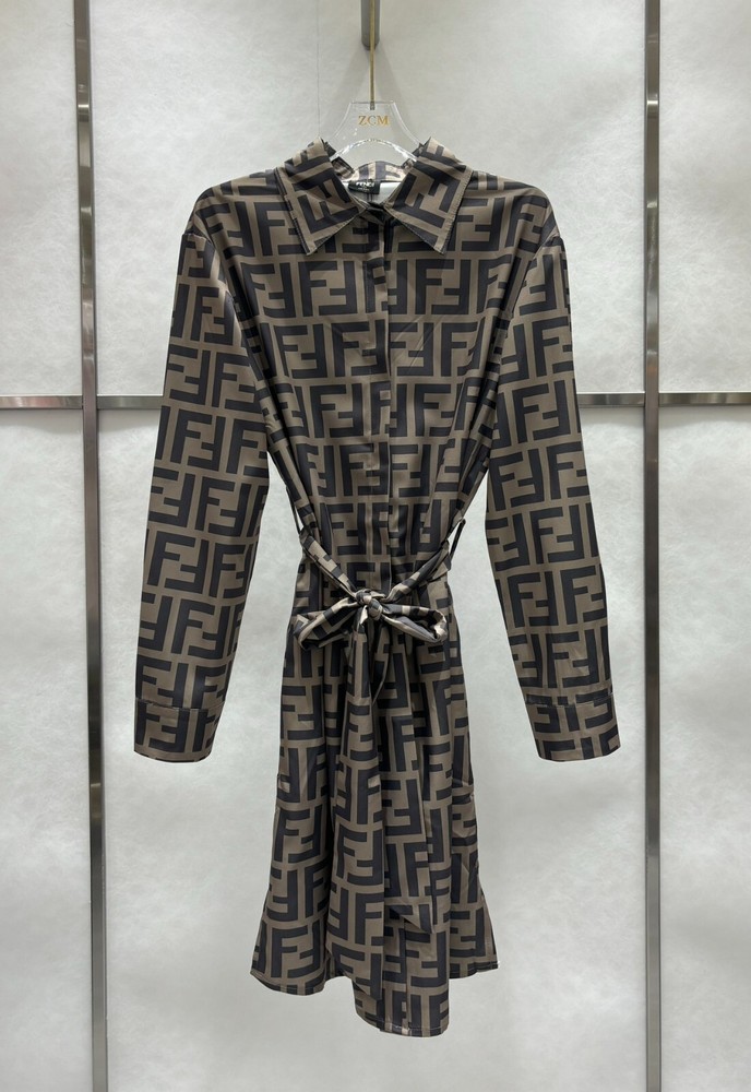 Fendi Brown Pre-owned Shirt Dress Size Small