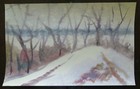 Painting Watercolor On Paper With Gel Technique Winter Landscape P14