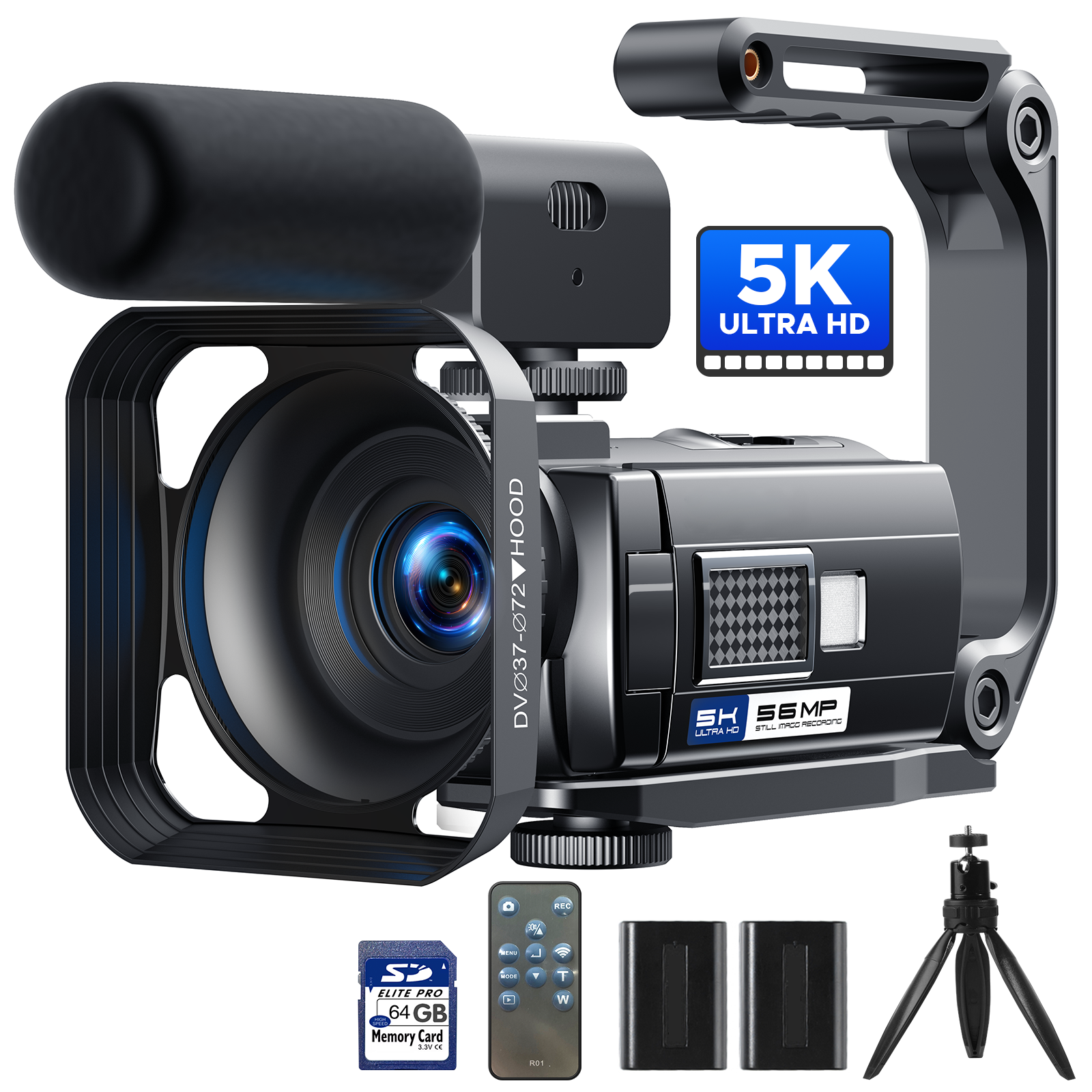 Camcorder 5K Digital Video Camera 56MP DV AV WiFi Vlogging Camera 16xZoom& 64GB-image
