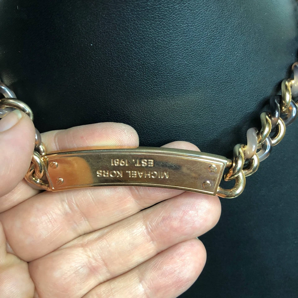 4849 Michael Kors Collar Tortuga Imitación Acero Inoxidable Pavé Tono Rosa 18"*LEER Foto 4 de 4