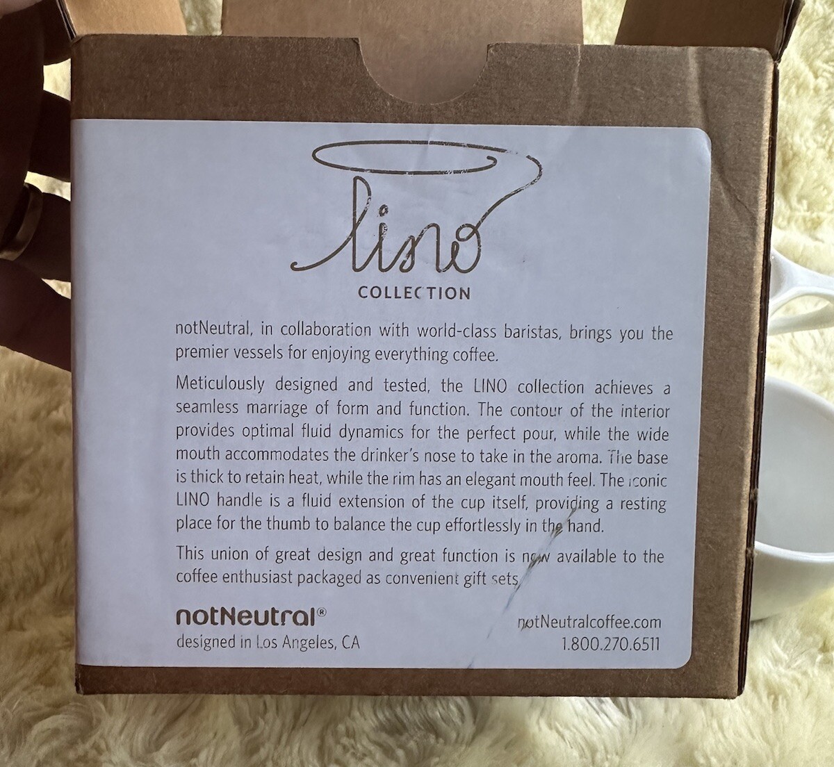 New in Box Lino notNeutral 2 Cups/2 Saucers Set 3 oz Espresso Coffee Cups