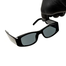 Sport Dark Black Frame Retro Swift Rectangle Black Tint Lens Hip Hop Sunglasses